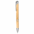 Madison Style Eco Pens Promotional: tan & silver ballpoint with metallic accents and two silver rings.