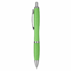 Recycled Wheat Stalk Pens Bulk Branded in green and silver with clip, shown on white background.
