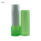 Green lipstick tube with a white interior and transparent cap.