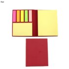 Red sticky note set with various colored tabs and notepads, open and closed views shown.