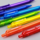 Budget Transparent Logo Click Pens arranged in a row, each bearing the TOUCHPACK label.