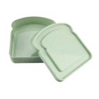 Eco Friendly Promotional Sandwich Box, light green, bread-shaped, with slightly open lid.