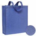 Blue Luxury Pattern Non-Woven Tote Bag with short handles and textured fabric.