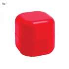 A small, square, bright red Personalised Lip Balm Cubes Vanilla with rounded edges.