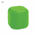 A small, green, square Personalised Lip Balm Cubes Vanilla container with rounded edges.