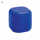A small, square blue Personalised Lip Balm Cube Vanilla with rounded edges on white background.