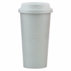 Light gray Phoenix Reusable Eco Coffee Cup with lid, upright on a white background.