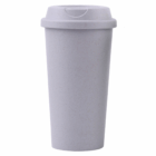 Phoenix Reusable Eco Coffee Cup with lid in light gray, upright on a white background.