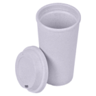 Phoenix Reusable Eco Coffee Cup with lid beside it on a white background.