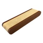 Rectangular wooden block with light center stripe and darker edges, rounded corners.