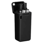 Black flip-top case holding two Portable Folding Eco Straws With Logo inside.