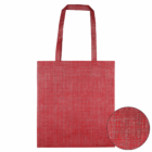 Close-up of Promotional Pattern Non-Woven Bag, highlighting the red textured fabric and long handles.