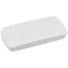 A closed Super Sun Visor Logo Tissue Holder in plain white with curved edges.