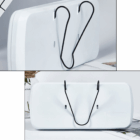 Super Sun Visor Logo Tissue Holder: a white rectangular case with a black V-shaped wire.