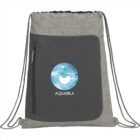 Gray drawstring backpack with a blue circular logo and the text AQUAOLA on the front.