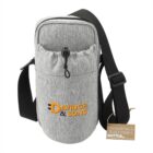 Light gray fabric bottle bag with black strap and orange DAVIDGE & SONS logo on front.