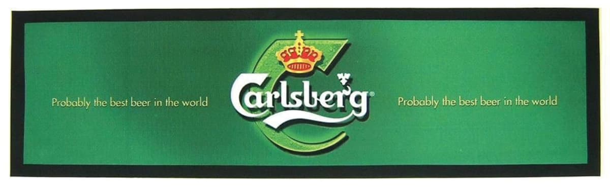 Carlsberg logo on green background with text: Probably the best beer in the world.