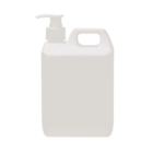 Opaque white gallon jug with a pump dispenser and handle.