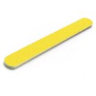 Yellow nail file with rounded edges on a white background.