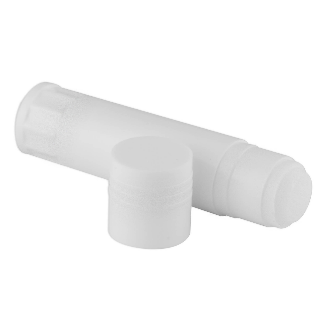 White, cylindrical nasal inhaler like a Standard Custom Glue Stick, cap removed.