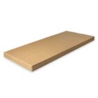 Long, flat, rectangular brown cardboard box on a white background.