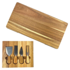 Hattan Branded Cheese Board & Knife Sets with 4 wooden-handled knives.