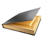 A black box opens to reveal a Madison Promotional Bamboo Cheese Board inside.