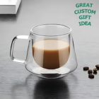Deluxe Logo Decorated Glass Coffee Cups: Perfect Custom Gift Idea with Coffee!.