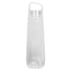 Clear, tall water bottle with a transparent handle.