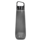 Gray water bottle with a black lid and handle.