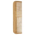 A wooden comb with both wide and fine teeth on a white background.