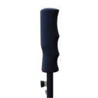 Black ergonomic cane handle with finger grooves, shown against a white background.