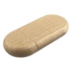 Wooden oval-shaped USB flash drive with a smooth, natural finish.