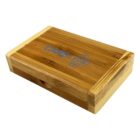 Rectangular bamboo box with a blue CARE medical cross logo on the lid.