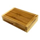A rectangular wooden box with a smooth, polished bamboo finish.