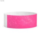 Neon pink wristband with a white section, displayed on a white background.