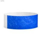 A blue and white paper wristband with a textured pattern.