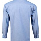 A light blue long-sleeved shirt shown from the back, featuring a classic collar and buttoned cuffs. The fabric appears smooth, with a simple design.