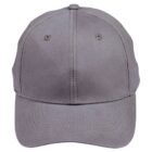 A gray baseball cap with stitching details is centered against a white background, displaying the front view. The cap has a curved brim and six panels, each with a ventilation eyelet.