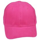 A bright pink baseball cap with a curved bill and ventilation holes on the top. The cap has a simple design with visible stitching along the seams.