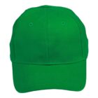 A bright green baseball cap with visible stitching on the front and a slightly curved brim. The cap has two small vent holes on each side for ventilation.