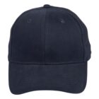A black baseball cap with a curved brim and visible stitching. The cap has two small ventilation holes on the front panels.