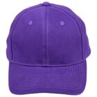 A vibrant purple baseball cap with a curved brim is shown. The cap features visible stitching along the brim and panels, with two small ventilation holes on the front. The background is plain white.