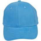 A light blue baseball cap with visible stitching details. The cap features a curved brim, two eyelets on the front panels for ventilation, and a button on top.