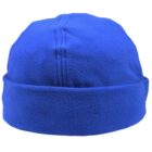 A royal blue fleece beanie with a rolled-up edge, shown from the back. The fabric appears soft and warm, suitable for cold weather.
