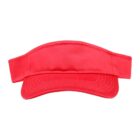 Bright red sports visor with a wide brim and open top, perfect for shading the eyes while allowing airflow. The fabric appears smooth and sturdy, ideal for outdoor activities.