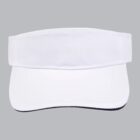 A plain white visor against a gray background. The visor has a curved brim and an adjustable strap at the back.