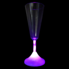 A Champagne Glass with Rainbow Light Colours on a black background.