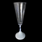 A twisted stem champagne flute, rainbow hues on white base—Product: Rainbow Light Colours Glass.