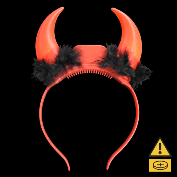 Devil Horn Headbands with red flashing LEDs